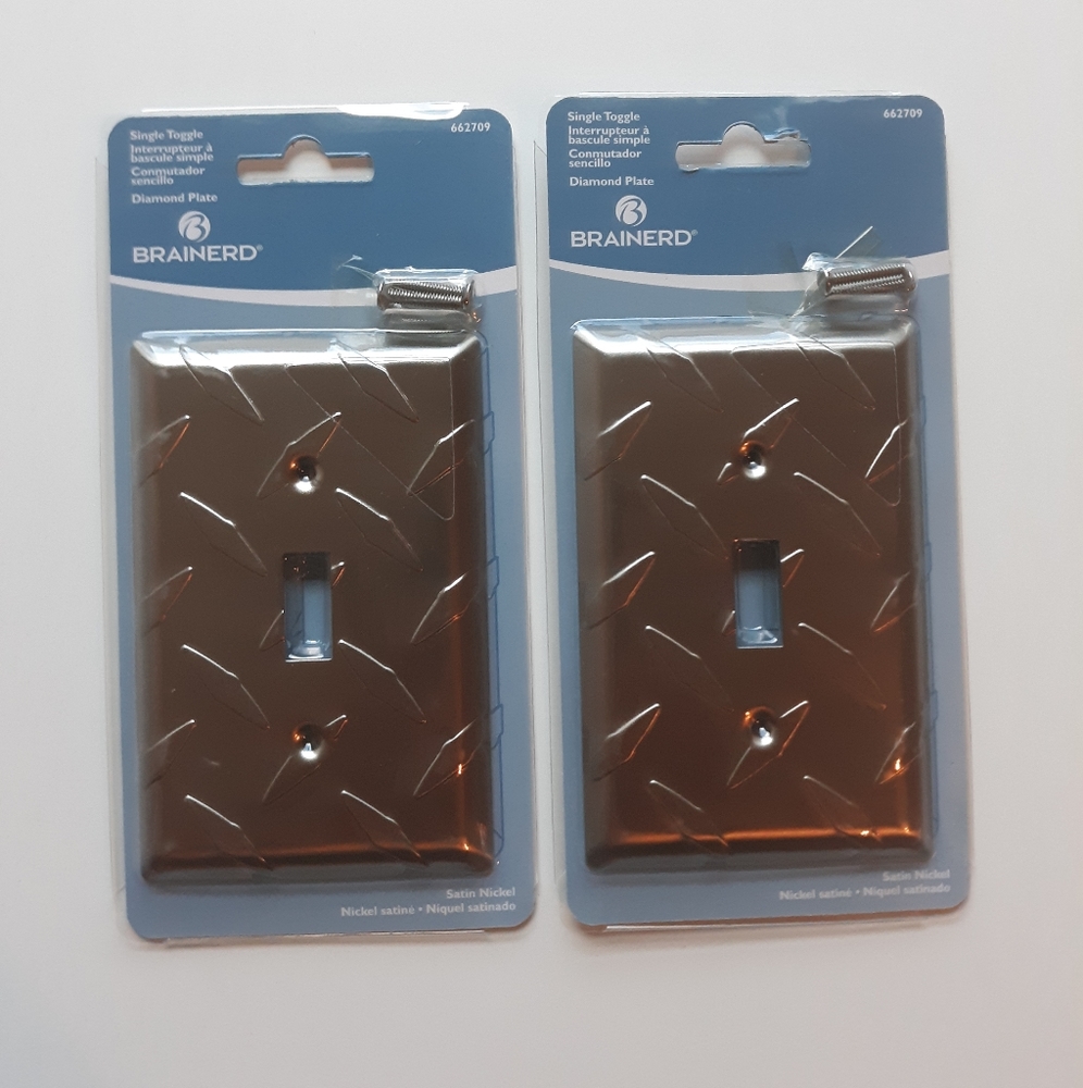 Brainerd Diamond Plate Toggle Switch Wall Plate - Satin Nickel - 662709 - 2 ea..